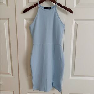 NWT Powder Blue Bodycon High-Neck Dress, Missguided, size US 4